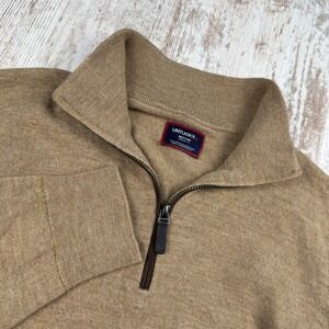 UNTUCKit Belguardo Merino Wool Quarter Zip Sweater Camel Tan Mens Medium 41667